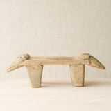 Vintage Naga Tribal Stool Natural handcrafted from solid hardwood in Nagaland, India, featuring a sculptural hand-carved design and natural restored finish.