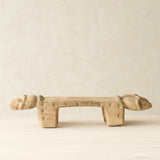 Vintage Naga Tribal Stool Natural handcrafted from solid hardwood in Nagaland, India, featuring a sculptural hand-carved design and natural restored finish.