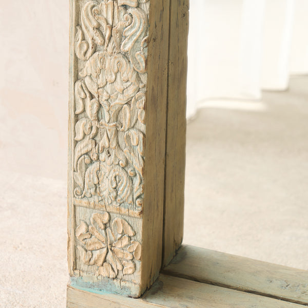Carved Teak Mirror XL - Blue Patina | A