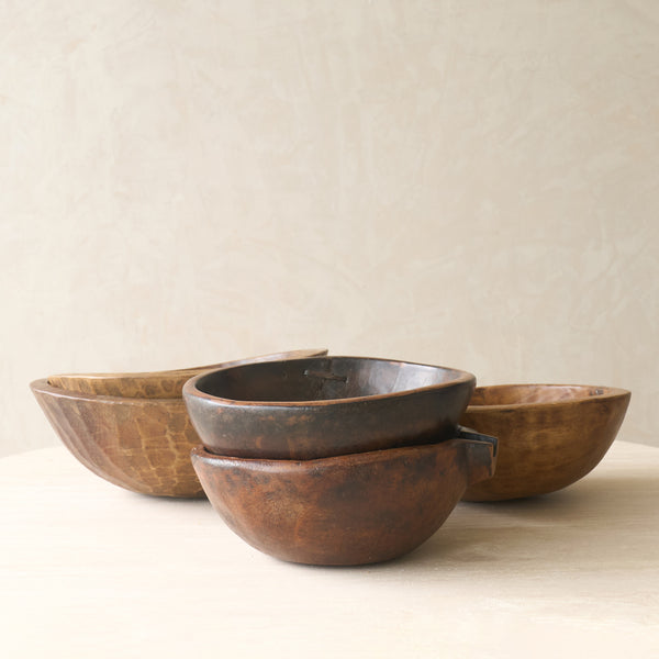 Vintage Timber Bowl hand-carved from a single block of solid wood with a rich natural timber grain.