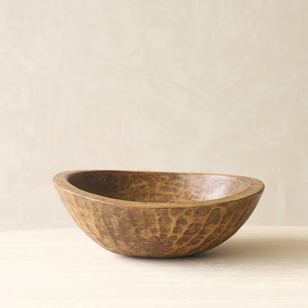 Vintage Timber Bowl hand-carved from a single block of solid wood with a rich natural timber grain.
