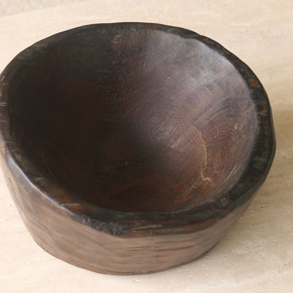 Vintage Rustic Timber Bowl Dark Brown | No. 2