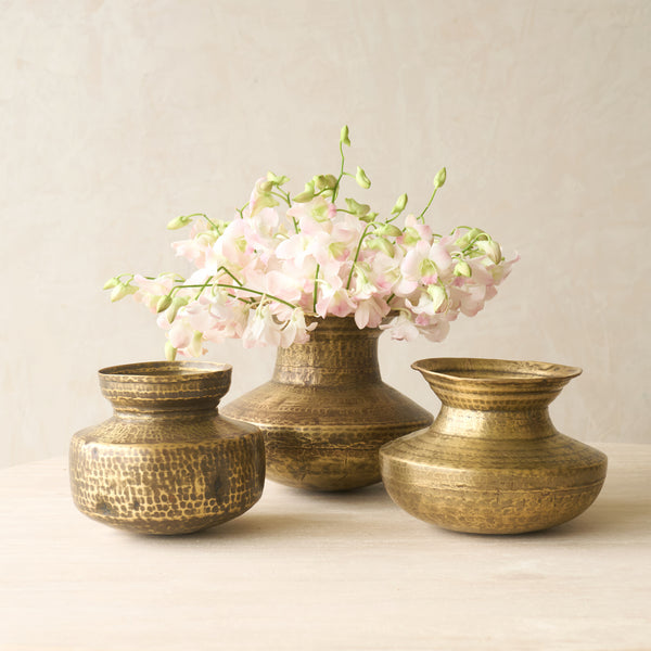 Hand Hammered Vintage Brass Pot - Originals Furniture