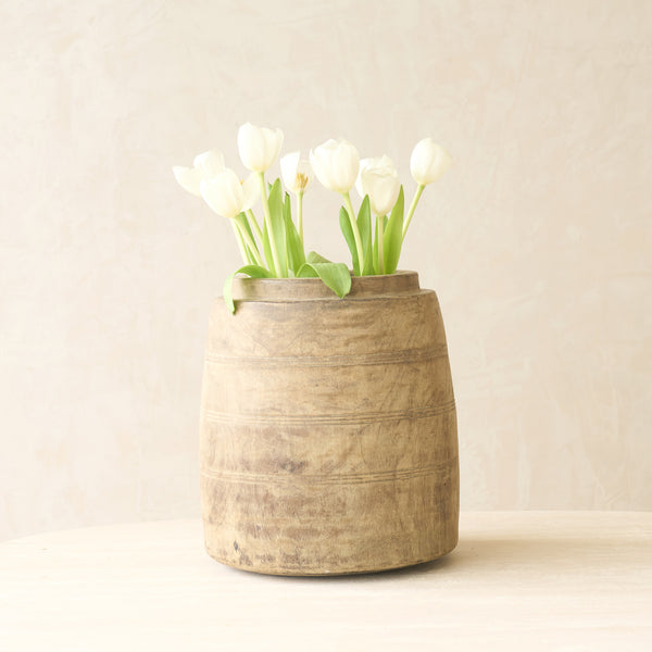 Vintage Rustic Wooden Pot Natural | No. 2