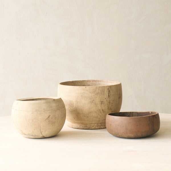 Vintage Rustic Wooden Pot Natural
