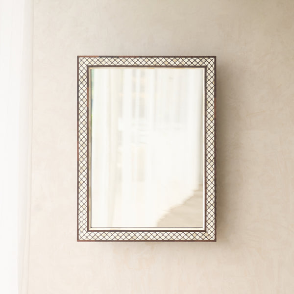 Handcrafted Bone Inlay Geometric Mirror | No. 1