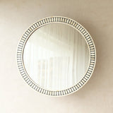 Handcrafted Round Bone Inlay Mirror
