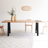 Oak Dining Table with black A frame base - Originals Furniture Singapore