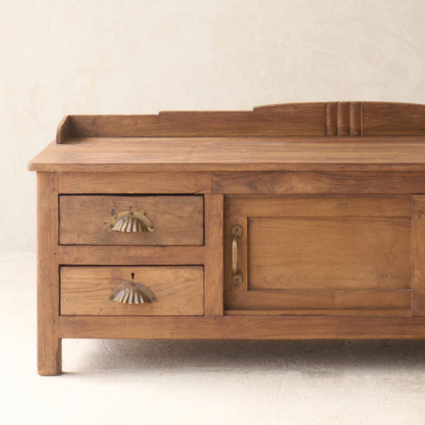 Vintage Low Teak TV Console | Dark