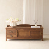 Vintage Low Teak TV Console | Dark