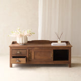 Vintage Low Teak TV Console | Dark