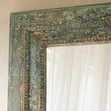 Vintage Teak Carved Mirror | Rustic Blue - Originals Furniture
