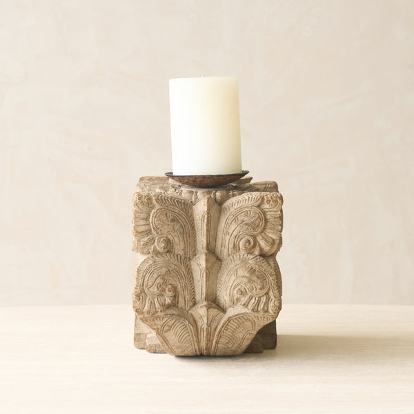 Hand Carved Architectural Pillar Candlestand | A