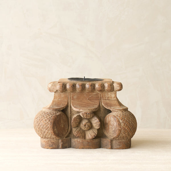 Hand Carved Architectural Pillar Candlestand | B