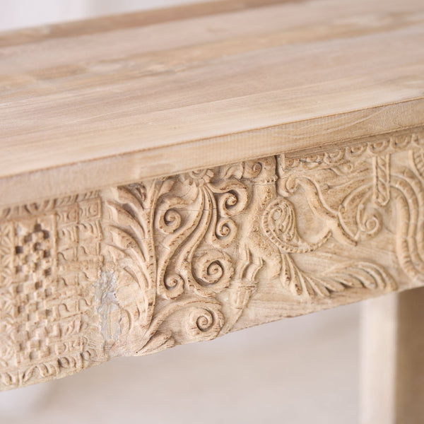 Vintage Teak Console with Carvings