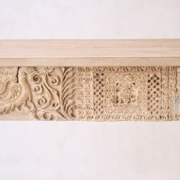 Vintage Teak Console with Carvings