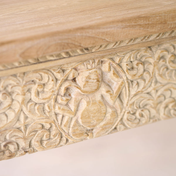 Vintage Teak Console with Carvings