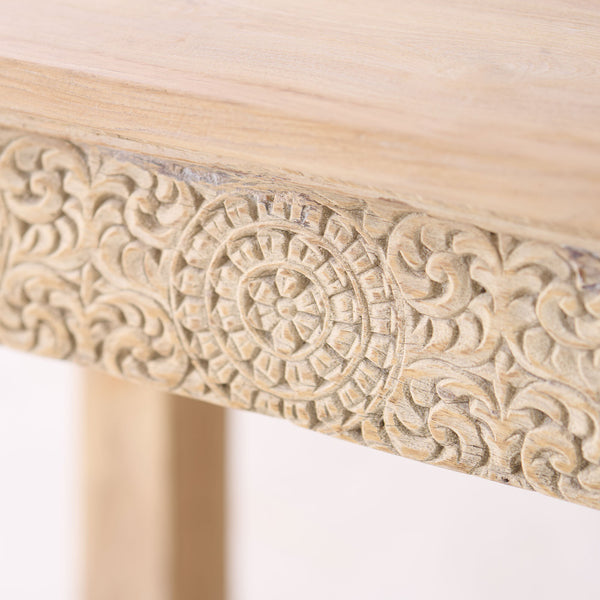 Vintage Teak Console with Carvings
