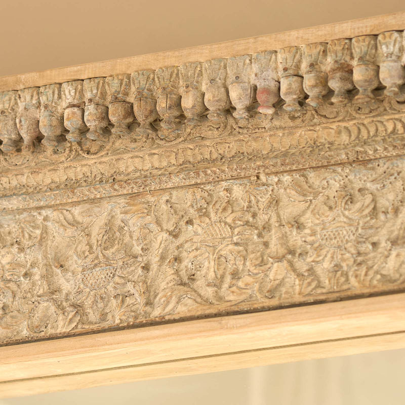 Vintage Carved Teak Mirror | Natural