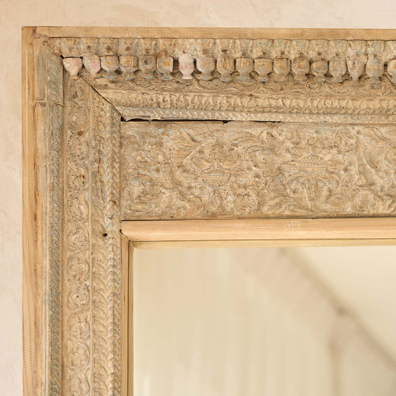 Vintage Carved Teak Mirror | Natural