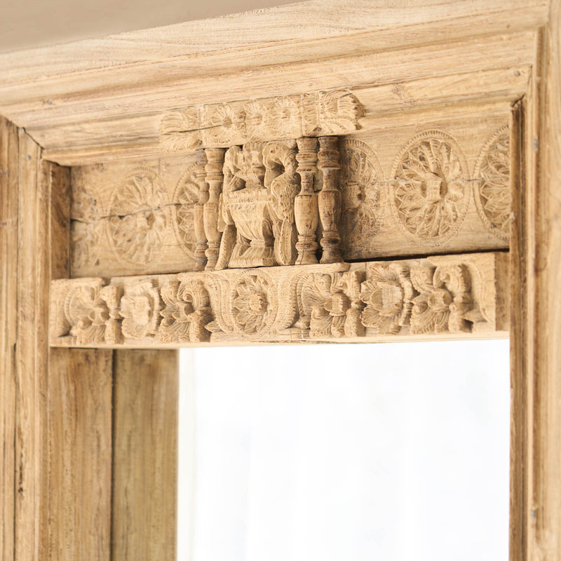 Vintage Carved Teak Mirror | Natural