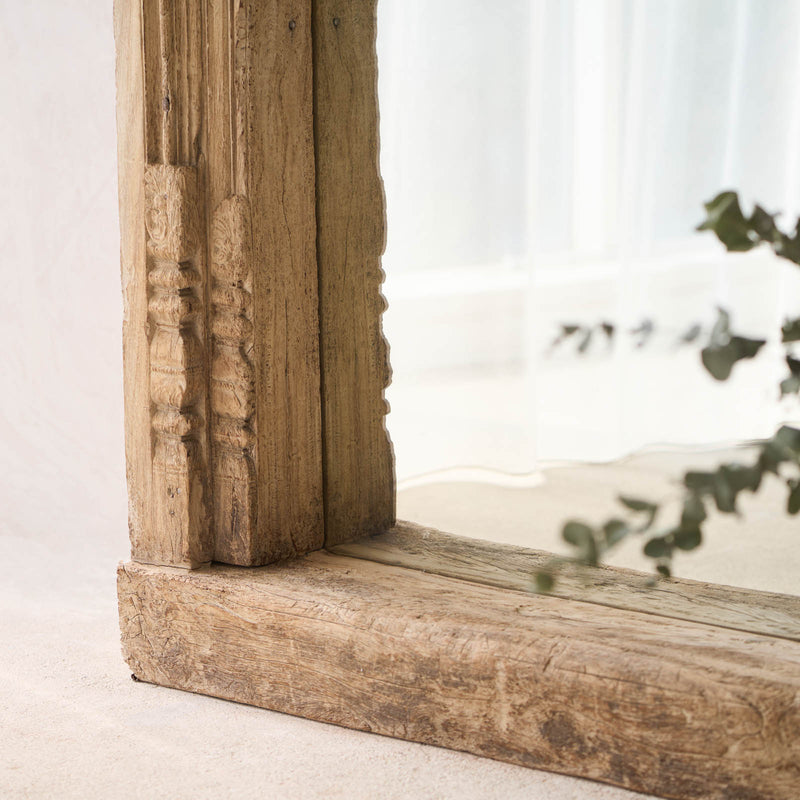 Vintage Carved Teak Mirror | Natural