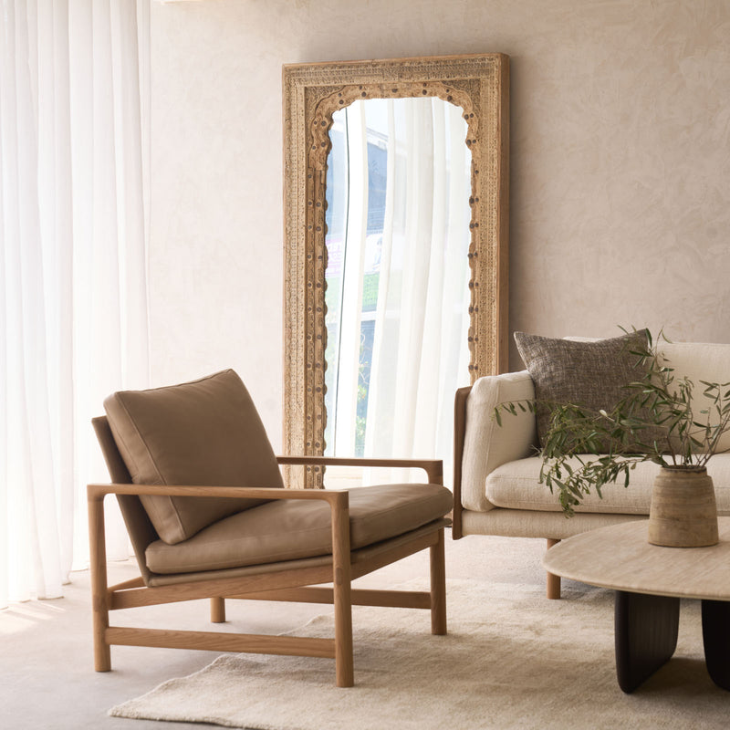 Vintage Carved Teak Mirror | Natural
