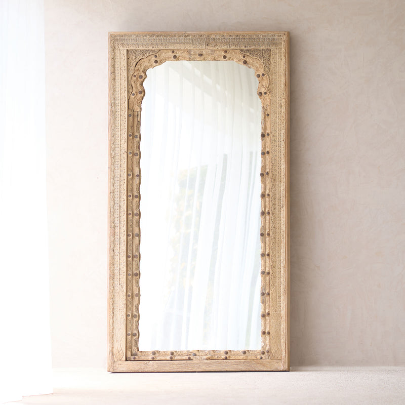 Vintage Carved Teak Mirror | Natural