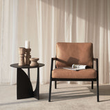 Nysse Leather Armchair in Saddle with Black Frame