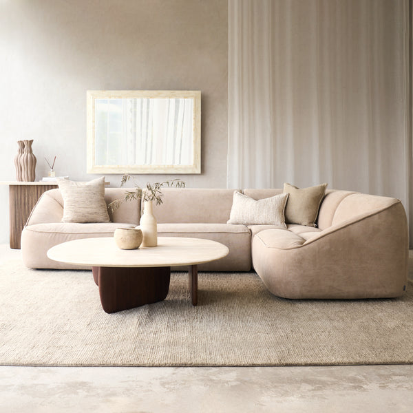 Facette Modular Corner Fabric Sofa | Ammonite (297cm) - Originals Furniture