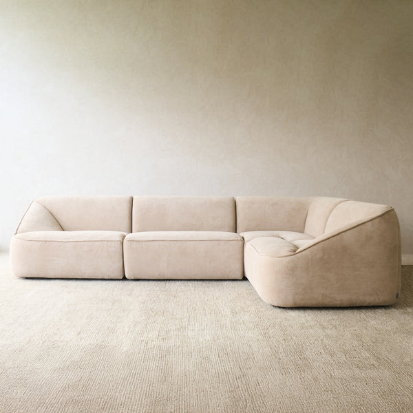 Facette Modular Corner Fabric Sofa | Ammonite (297cm)
