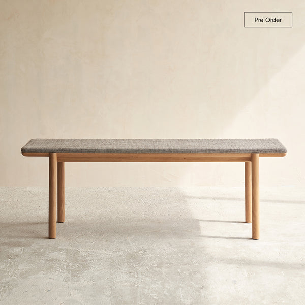 Folk Bench | Oak Frame - Bespoke Fabric