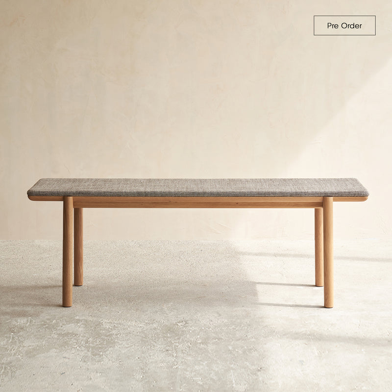 Folk Bench | Oak Frame - Bespoke Fabric