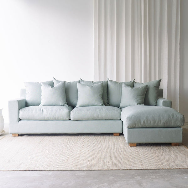 Beccy L shape fabric sofa in celadon - Originals Furniture Singapore
