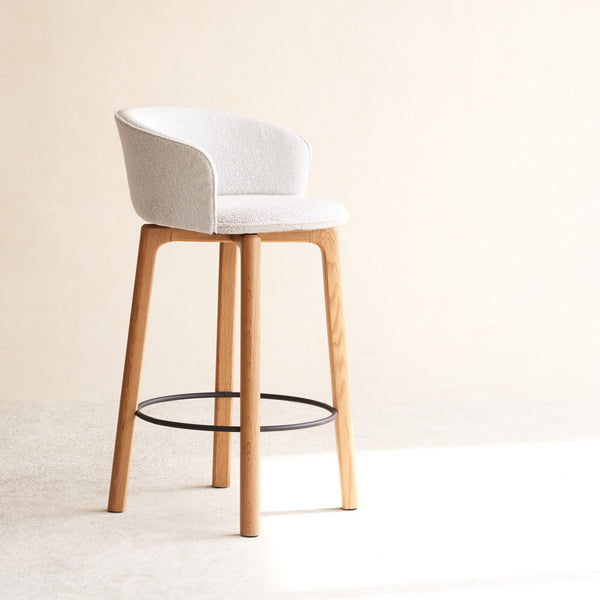 Sketch glide fabric oak counter stool bespoke - Originals Furniture Singapore