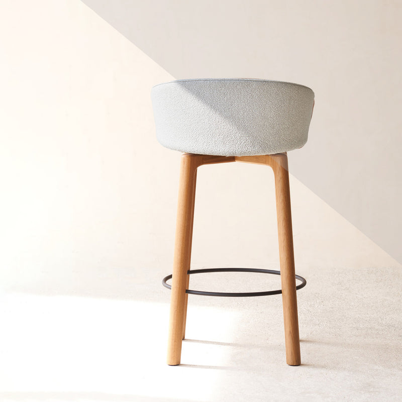 Sketch glide fabric oak counter stool bespoke - Originals Furniture Singapore