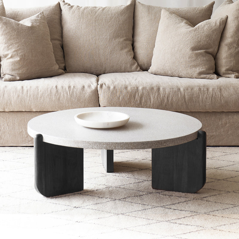 Native coffee table grey terrazzo top with black base - Originals Furniture Singapore