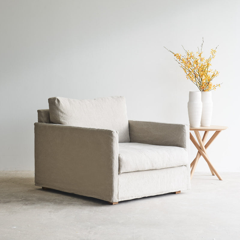 Island fabric armchair flax with mikado side table - Originals Furniture Singapore