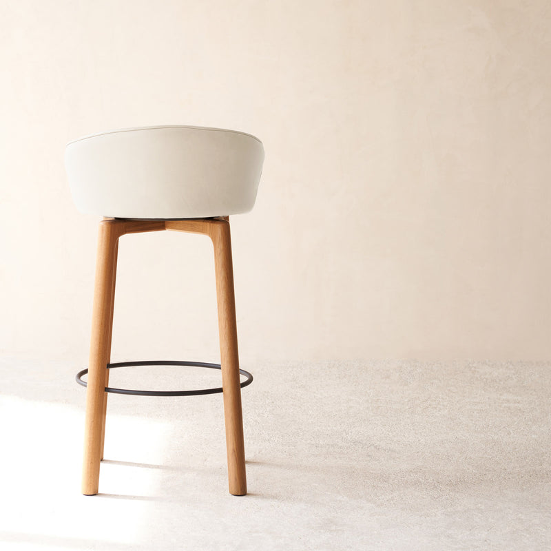 Sketch glide leather oak bar stool bespoke - Originals Furniture Singapore