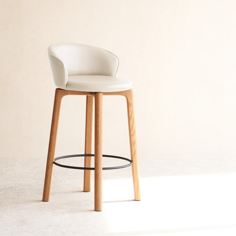 Sketch glide leather oak counter stool bespoke - Originals Furniture Singapore