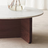 Pivot coffee table marble top with walnut base - Originals Furniture Singapore