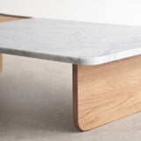 Duo coffee table marble top with oak base - Originals Furniture Singapore