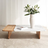 Duo coffee table marble top with oak base - Originals Furniture Singapore