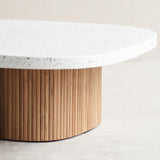 Gion coffee table white terrazzo top with oak base - Originals Furniture Singapore