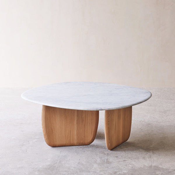 Eden coffee table marble top with oak base - Originals Furniture Singapore