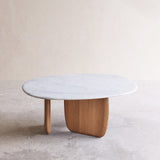 Eden coffee table marble top with oak base - Originals Furniture Singapore