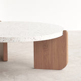 Native Coffee Table | White Terrazzo with Oak Base