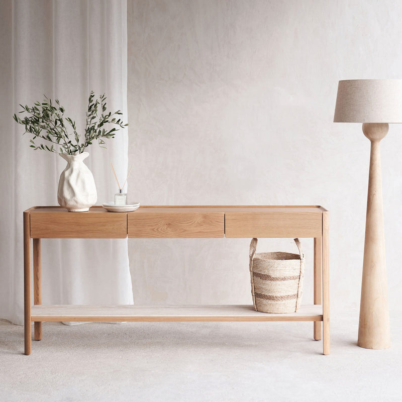 Nell Console | Travertine with Oak Frame (160cm)