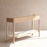 Nell Console | Travertine with Blonde Oak Frame (120cm)