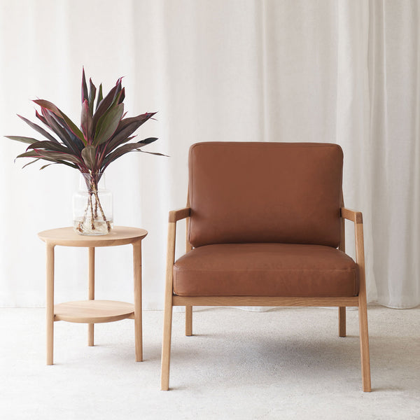 Nysse Leather Armchair | Oak Frame - Saddle